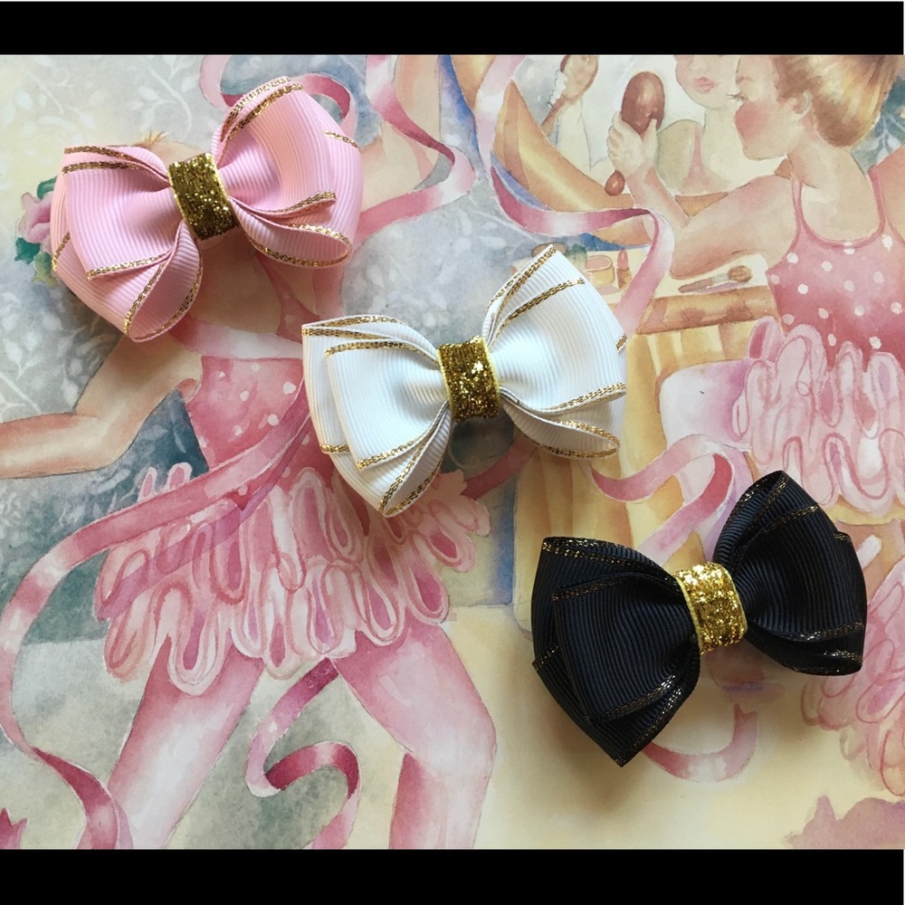 ๐ Handmade 3โ Glitter Edge Grosgrain Ribbon Hair Bow ๐ - Picture 1 of 2